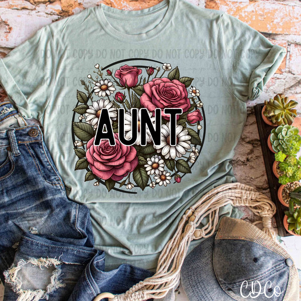 Floral Circle Rose Daisy Names (4 options) DTF