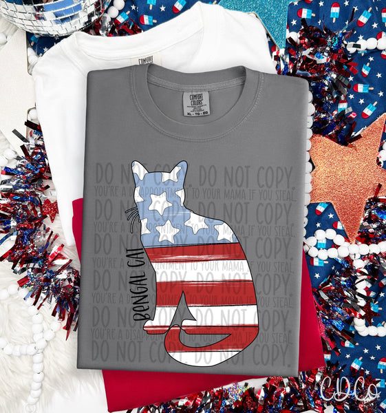 Patriotic Cat Black Text 1 of 1 DTF