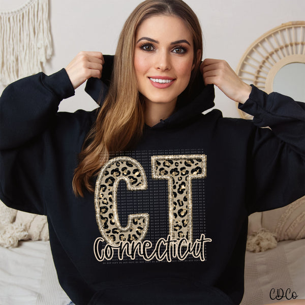 Leopard Faux Embroidery & Glitter States DTF (AL-KS)