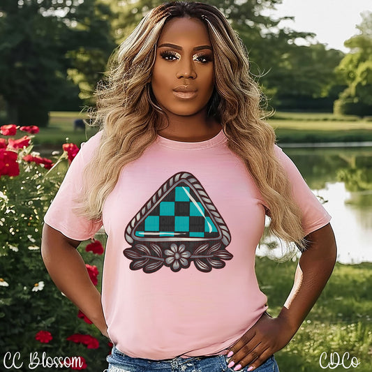 Checkered Triangle Turquoise DTF
