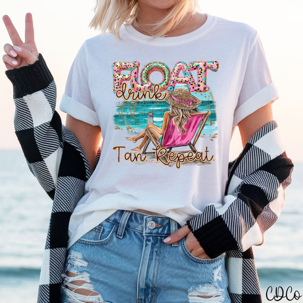 Float Drink Tan Repeat Leopard 5395 DTF