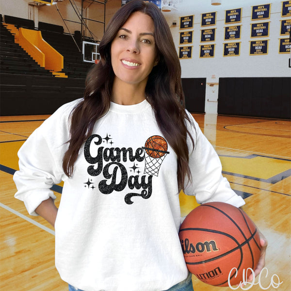Game Day Basketball Faux Sequin DTF