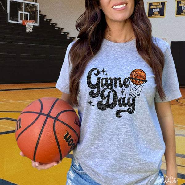Game Day Basketball Faux Sequin DTF