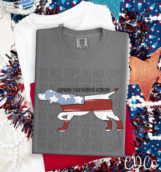 Patriotic Dog Black Text 4 of 7 DTF