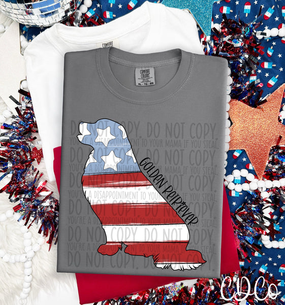 Patriotic Dog Black Text 4 of 7 DTF
