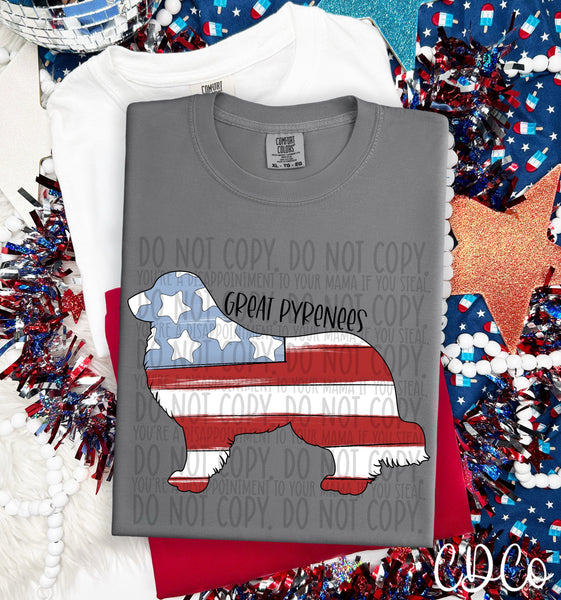 Patriotic Dog Black Text 4 of 7 DTF