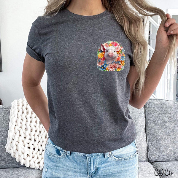 Pig with Flowers DTF