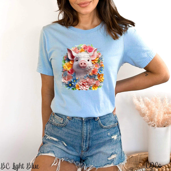Pig with Flowers DTF