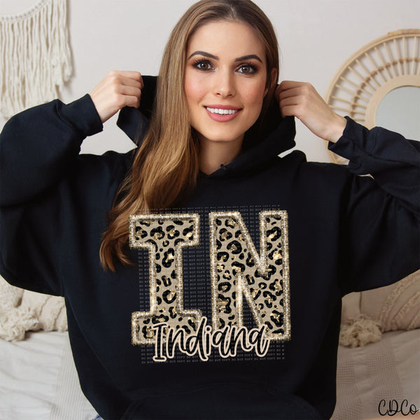 Leopard Faux Embroidery & Glitter States DTF (AL-KS)