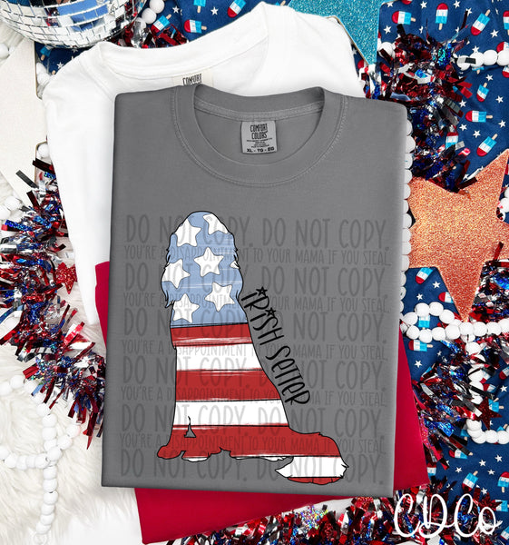 Patriotic Dog Black Text 4 of 7 DTF