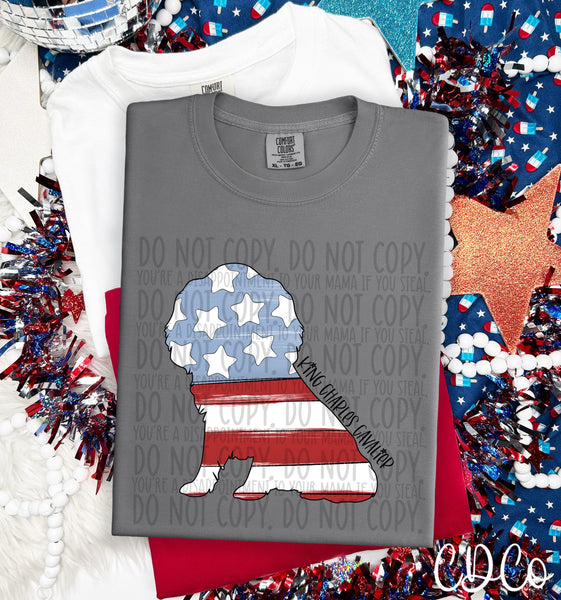 Patriotic Dog Black Text 4 of 7 DTF