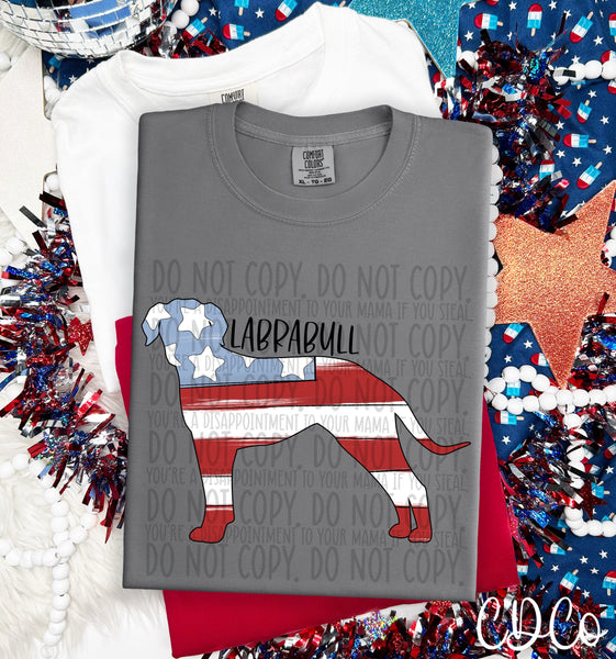 Patriotic Dog Black Text 4 of 7 DTF