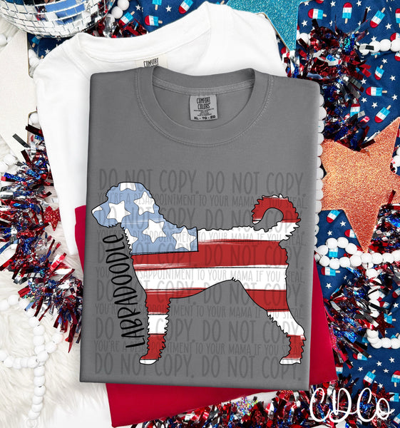 Patriotic Dog Black Text 4 of 7 DTF