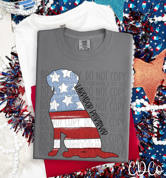 Patriotic Dog Black Text 4 of 7 DTF