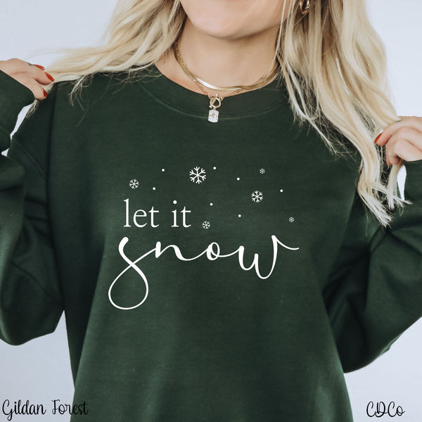 White Let It Snow w/Flakes DTF