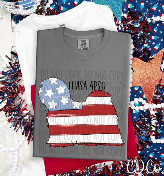 Patriotic Dog Black Text 4 of 7 DTF