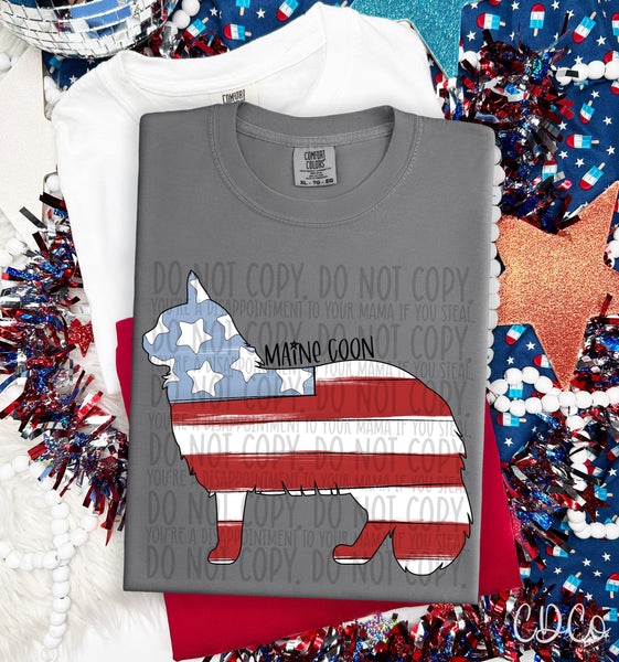 Patriotic Cat Black Text 1 of 1 DTF