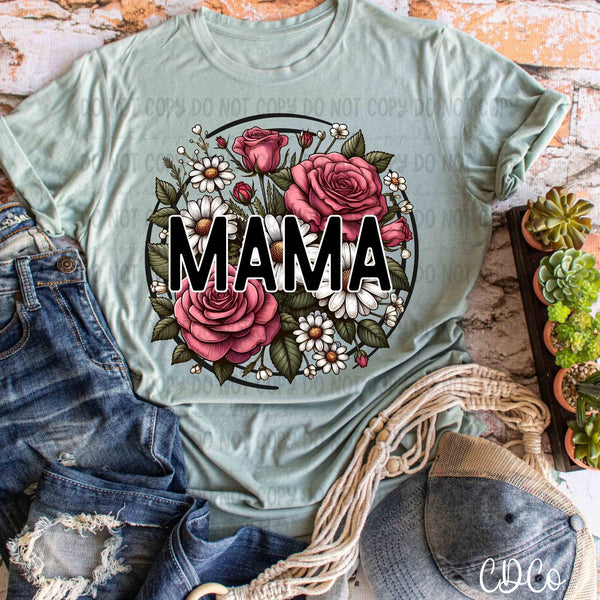 Floral Circle Rose Daisy Names (4 options) DTF