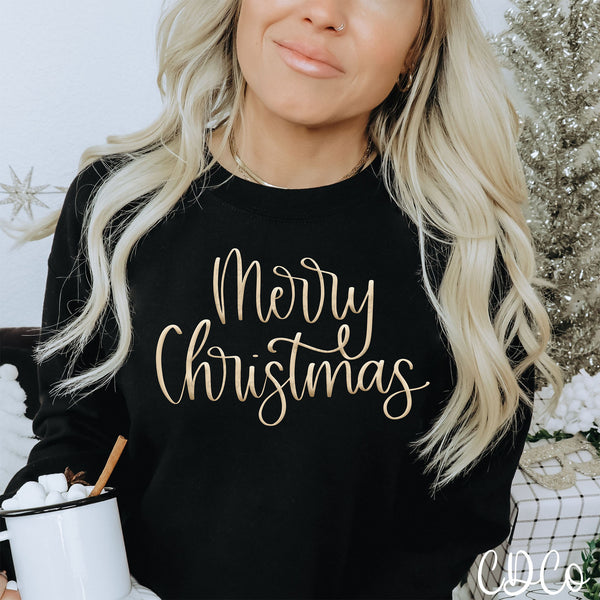 Merry Christmas Gold Script ~exclusive~ DTF