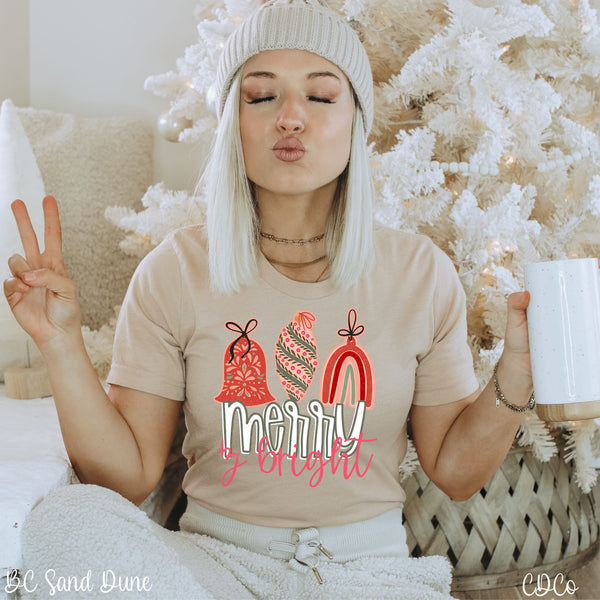 Merry &  Bright Ornament Trio DTF