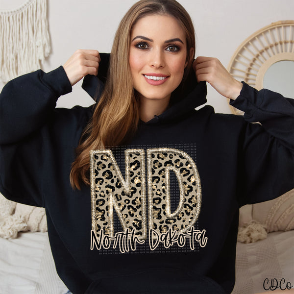 Leopard Faux Embroidery & Glitter States DTF (NC-WV)