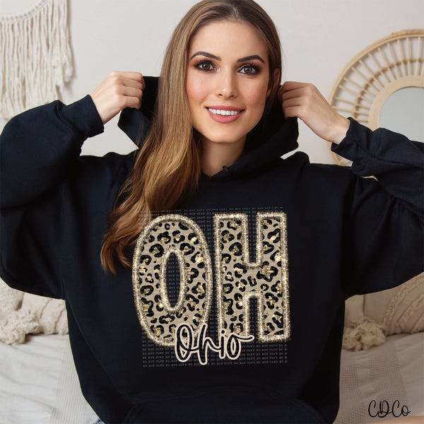 Leopard Faux Embroidery & Glitter States DTF (NC-WV)