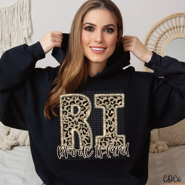 Leopard Faux Embroidery & Glitter States DTF (NC-WV)