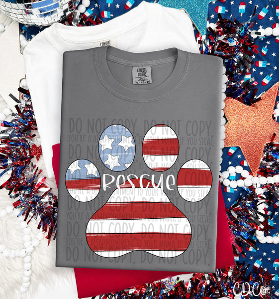 Patriotic Cat White Text 1 of 1 DTF