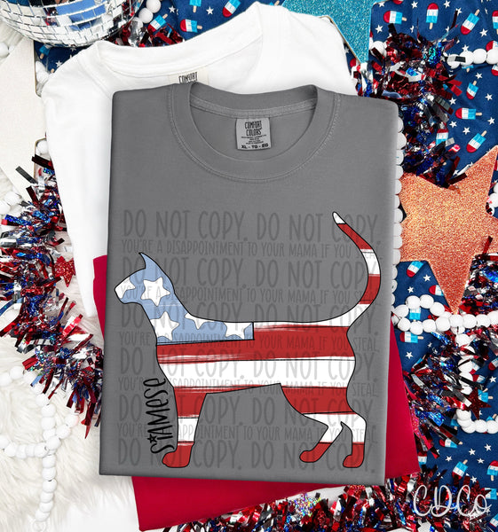 Patriotic Cat Black Text 1 of 1 DTF