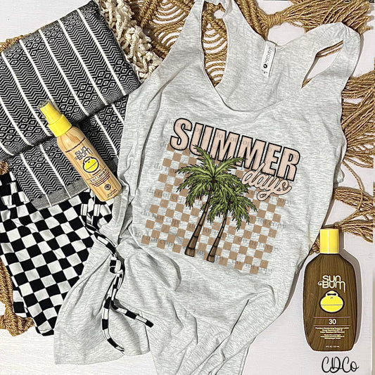 Summer Days Checkered Palm DTF
