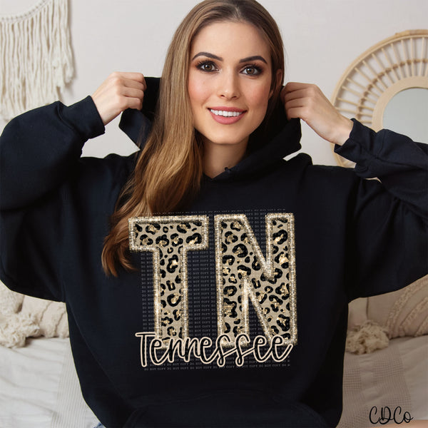 Leopard Faux Embroidery & Glitter States DTF (NC-WV)