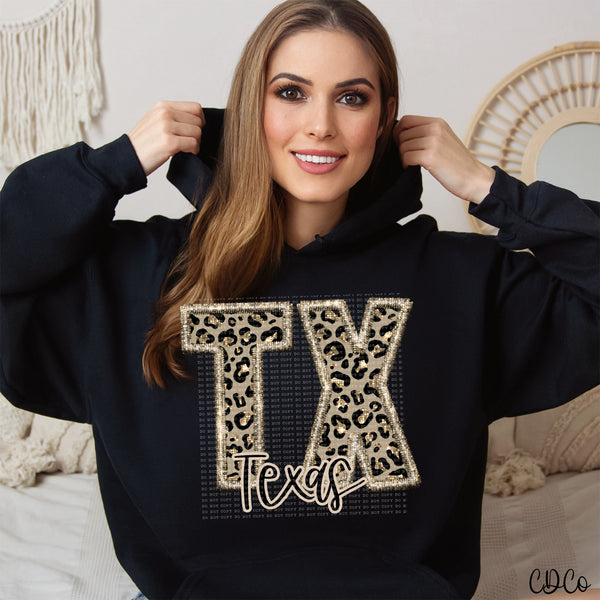 Leopard Faux Embroidery & Glitter States DTF (NC-WV)