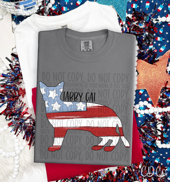 Patriotic Cat Black Text 1 of 1 DTF
