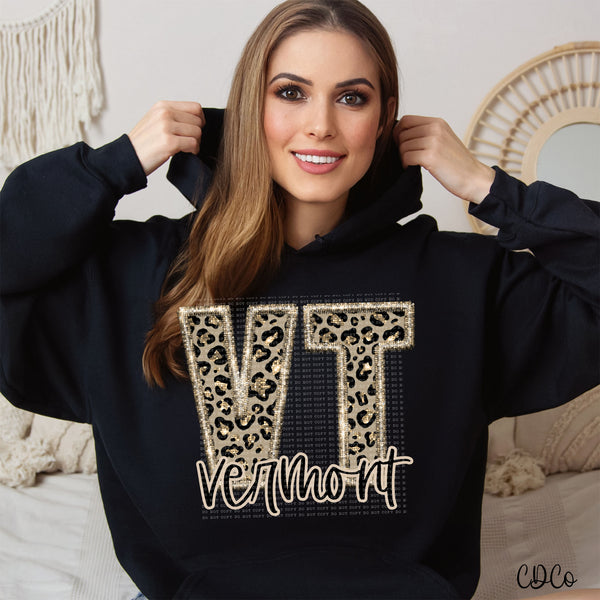 Leopard Faux Embroidery & Glitter States DTF (NC-WV)