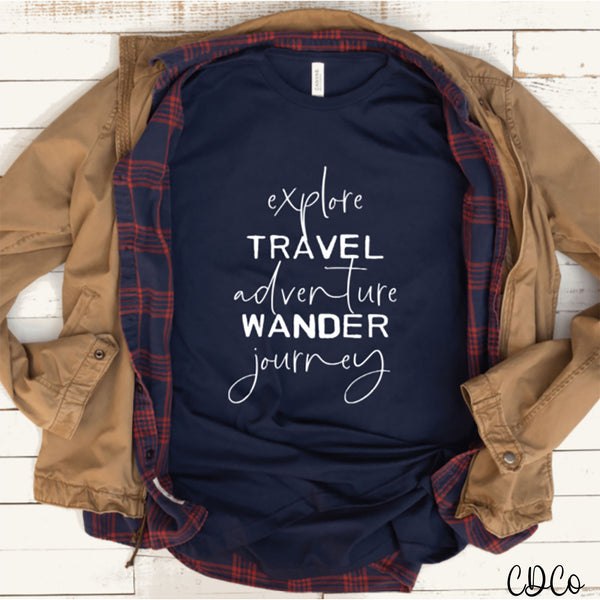 Explore Travel Adventure Wander Journey - White DTF
