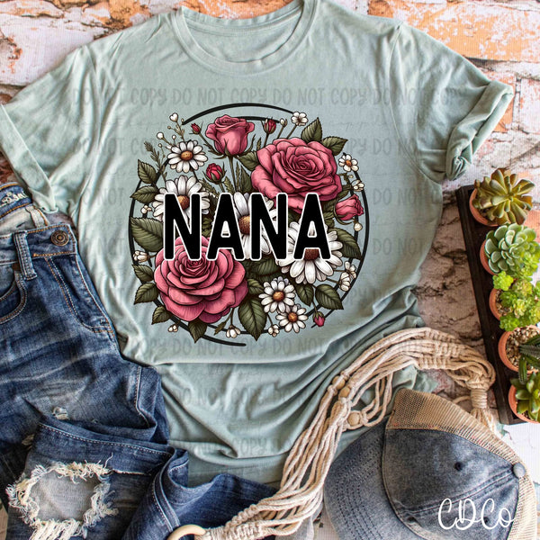 Floral Circle Rose Daisy Names (4 options) DTF