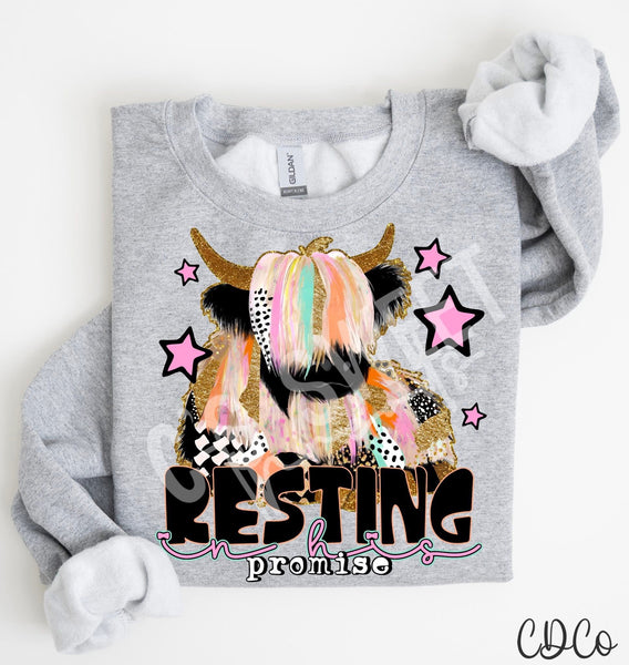 Resting In His Promise Highland Cow 10506 DTF - Chase Design Co.