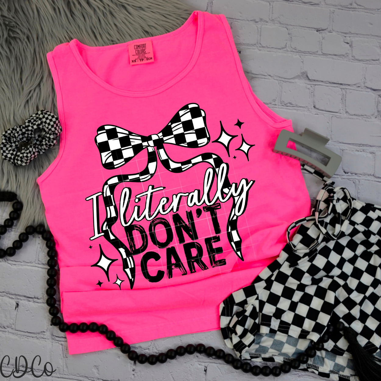 I Literally Don't Care Bow Black 4497 DTF