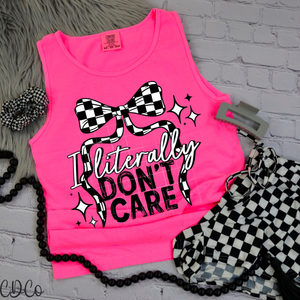I Literally Don't Care Bow Black 4497 DTF