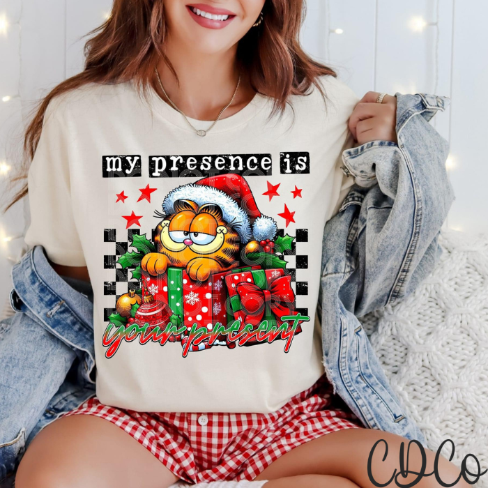 Cat My Presence Is Your Present DTF
