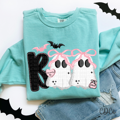 Boo Very Spooky Pink Bows 7033 DTF