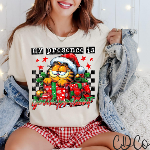Cat My Presence Is Your Present DTF