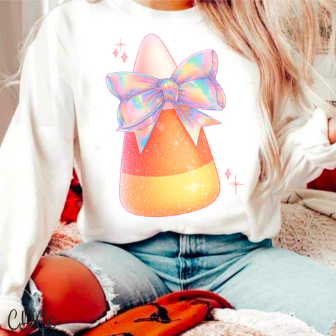Candy Corn Iridescent Bow 4975 DTF