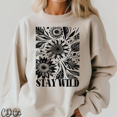 Stay Wild Block Floral Black 2165 DTF