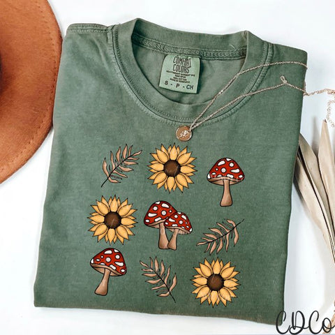 Mushrooms And Sunflowers DTF