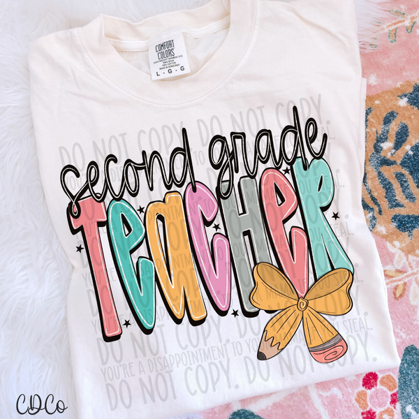 Pencil School Bows Teacher 1/2 DTF