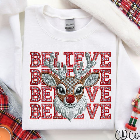 Believe Reindeer Stacked DTF