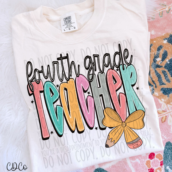 Pencil School Bows Teacher 1/2 DTF
