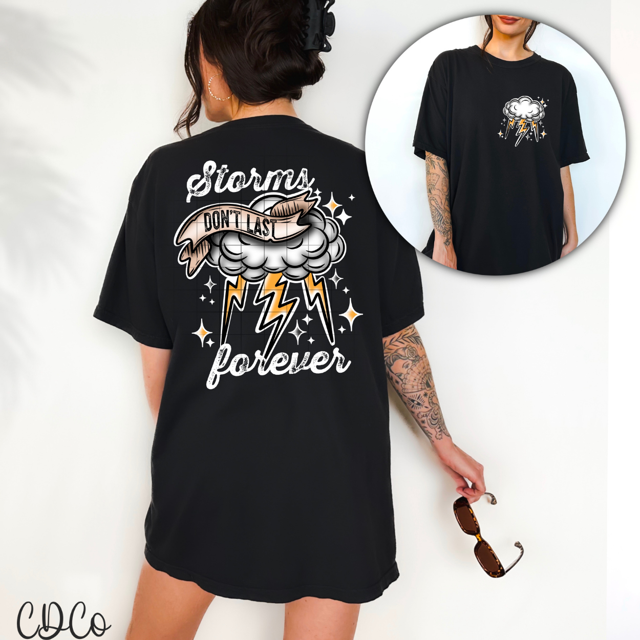 Storms Don't Last Forever / White w/3.5" pocket 4430 DTF