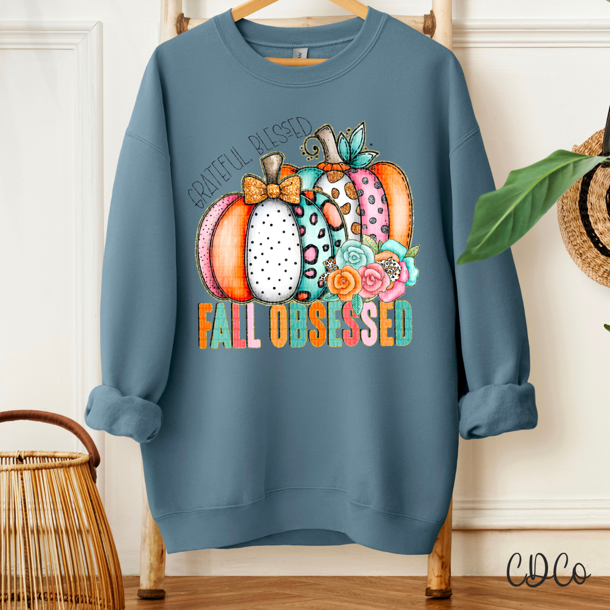 Grateful Blessed Fall Obsessed Gold Accents 7039 DTF